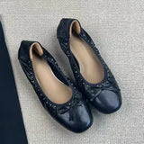  MQTIME  -  Vintage Rivet Bowknot Women Ballet Pumps Comfortable Soft Leather 3cm Thick Heeled Lazy Loafers Spring Summer Casual Girls Shoes