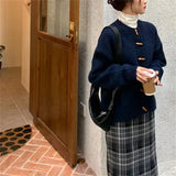 MQTIME  -  2025 Corner Button Sweater Cardigan Casual Loose Spring New Models with Knitted Sweater Jacket Women Clothing