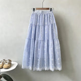 MQTIME  -  Korean Korean Casual Crochet Geometric Print A-LINE Mid-length Fashion Skirts