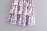 MQTIME  -  Boho Dress Summer Printing Viscose Mini Dress A-line Short-sleeved Hippie Vestidos Mujer Chic Holiday Dresses