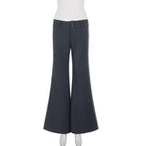 MQTIME  -  Y2K American Old Money Three Button Low Waist Slimming Slightly Flared Suit Pants Women Low Waist Loose Floor Hugging Wide Leg