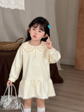 MQTIME  -  New Spring Baby Girls Preppy Style Dress Long Sleeve Embroidery Children Ruffles Sweatshirt Dresses