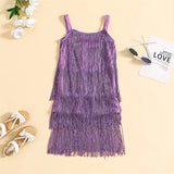 MQTIME  -  1-6Y Toddler Kids Girl Fashion Tassel Dress Summer Sleeveless Sequined High Waist Straight Sundress