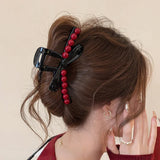 MQTIME  -  Fall-Winter New Arrival Hair Accessories Large Anchor Red Hair Claw High-end Chrismas Red Claw Clip Butterfly Claw Clip