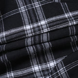 MQTIME  -  Gothic Dark Style Plaid Turn Down Collar Short Sleeve Single Breasted Vintage Ropa Mujer
