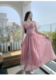 MQTIME  -  Women Summer Pink Backless Elastic Strap Long Beach Dress robe elegante femme boho dress vestidos платье высокое качество