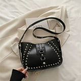  MQTIME  -  American Retro-punk Y2k Metal Rivet PU Leather Cool Messenger Bag Large-capacity Storage Bags Handbag Crossbody Bag Woman Bags