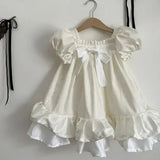  MQTIME  -  New Autumn Children Clothes 2-6 Yrs Baby Girl Party Dress Long Sleeved Cotton Solid Color Kids Princess Dresses