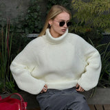 MQTIME  -  Turn-down Collar Back Split Sweater Women Elegant Full Sleeve Knitted Loose Fit Top Lady early autumn Chic Casual knit top