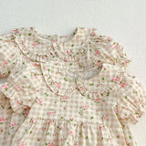 MQTIME  -  New Summer Kids Party Dresses Short Sleeved Cotton Floral Printing 2-6Yrs Baby Girls Princess Dress Sisters Clothes