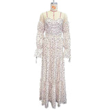  MQTIME  -  Boho Floral Maternity Dress Off-Shoulder Long Sleeve Pregnancy Gown Photoshoot Baby Shower Elegant Maternity Photography Dress