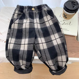 MQTIME  -  Kids Baby Boys Plaid Pant Elastic Waist Thicken Toddler Boys Warm Harem Pant New Winter Casual Infant Boys Wool Pant