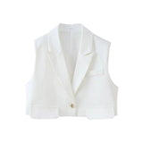 MQTIME  -  Autum Women's European And American Style Flip-up Short Vest Casual Pants Street Style Fashionable Elegant Suit