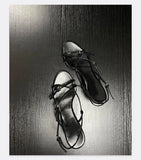 MQTIME  -  Spring/Summer New Retro High Heel Strap One Button Open Toed Sandals for Women