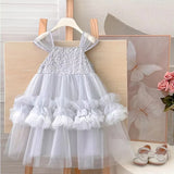 MQTIME  -  Summer Baby Girl Sequins Princess Dress Kids Sparkling Mesh Cake Skirt Grey Birthday High Quality Fashion Beautiful Dress