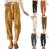 MQTIME  -  Autumn New High Waist Women Casual Pants Solid Color Corduroy Loose Straight Leg Long Trousers For Women