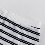 MQTIME  -  Women Casual Striped 2 Piece-Set Shorts Long Sleeve Crop Top High Waist Shorts Streetwear Fashion Outfits Female Sets New