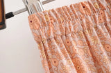 MQTIME  -  Women Bow Tassel Elastic Waist Wood Ears Ruffles Lace Swing Skirts Beach Holiday Orange Feather Floral Print Long Skirt