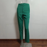 MQTIME  -  New Women Casual Pants High Waist Slim-fit Basic Pants Popular Hot Sale Plaid Color Straight Style Daily Trousers