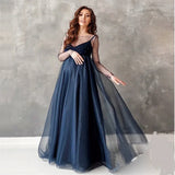 MQTIME  -  Sexy Maternity Dresses Photoshoot Long Sleeve Pregnancy Maxi Gown Pregnant Women Dress Photography Props Loose Clothing