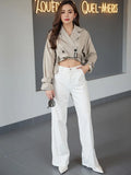  MQTIME  -  Women Casual Trench Outwear With Belt Vintage Solid Notched Neck Long Sleeve Jacket Autumn Fashion Lady Streetwear Coat