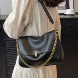 Mqtime Fashion PU Leather Shoulder Bag Women Simple Design Big Capacity Handbags Tote for Female Ladies Solid Color Crossbody Bags
