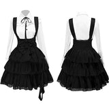 MQTIME  -  Fashion Gothic Lolita Dress Women Vintage Bowknot Outfits Maid Cosplay Anime Girl Black Long Sleeve Gothic Shirt Lace Mini Dress