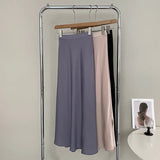 MQTIME  -  Silky Smooth Drooping Acetic Acid Satin Maxi Skirt Women's High Waisted Slim A Line Skirt