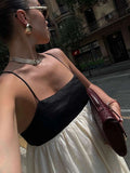MQTIME  -  Contrast Loose Sling Women Dresses Sleeveless Backless Square Collar Female Dress Fashion High Waist Summer Sexy Lady Robe