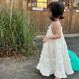 MQTIME  -  Fashion Baby Girl Princess Cotton Strap Lace Dress Infant Toddler Child Suspender Vestido Solid Color Summer Baby Clothes 1-10Y