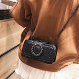 MQTIME  -  Vintage Shoulder Bag for Women PU Leather Armpit Bag Fashion Rhinestone Buckle Crossbody Bag Punk Designer Top-handle Bags