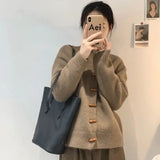 MQTIME  -  2025 Corner Button Sweater Cardigan Casual Loose Spring New Models with Knitted Sweater Jacket Women Clothing
