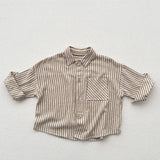  MQTIME  -  Autumn New Children Long Sleeve Shirts Cotton Boys Lapel Striped Shirts Fashion Baby Girls Casual Shirts Kids Clothes