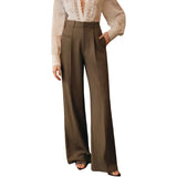 MQTIME  -  Elegant High Waist Wide Leg Women's Casual Spring Summer Loose Business West Pants Female Fashionable Commute Polyester