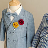 MQTIME  -  Boys Suit for Weddings Party Summer Autumn Gentleman Plaid Birthday Blazer Set Baby 1 To 4 Y Kids photograph Costumes