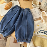  MQTIME  -  Kids Baby Girls Jeans New Winter Thicken Warm Solid Color Toddler Girls Demin Pant Elastic Waist Infant Girls Jogger Pant