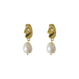 Mqtime New French Light Luxury Hand-made Special-shaped Freshwater Pearl Dangle Earrings For Women Fashion Jewelry Accessories