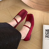 MQTIME  -  2024 Red Women New Flat Shoes Fashion Shallow Round Toe Ladies Elegant Ballerinas Soft Solse Outdoor Dress Mary Jane Shoes