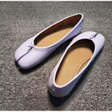 MQTIME  -  Fashion Split toe Pleated Soft Leather Women Ballet Flats Spring Summer Casual Walking Lazy Tabi Loafers Girls Dance Shoes
