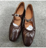 MQTIME  -  Street Style Fashion Pleated Mary Janes Women Ballet Flats Comfortable Soft Soles Leather Spring Summer Walking Loafers Shoes