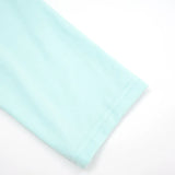  MQTIME  -  Women Light Blue 3/4 Sleeve Crop Top Front Tie Cutout V Neck Wrap Ruched Slim Fit Y2K Casual Elegant Basic Tee Shirts