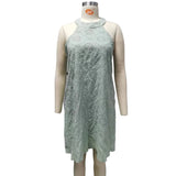 MQTIME  -  Fashion Hollow Out Lace Dress Sleeveless Halter Mini Dress Embroidery Cotton White Dress Round Neck Summer Vestidos
