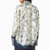 MQTIME  -  Vintage Pattern Printed Commuting Blouse 2025 Women Fashion Lapel Long Sleeve Loose Shirt Elegant Button Hight Street Top Blusa