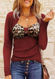MQTIME  -  2025 New Women Leopard Printed Patchwork Long Sleeve Pullover T-shirts for Autumn Elegant Streetwear Skinny Ladies Tops