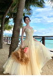 MQTIME  -  3D Butterfly Lace Skirt Heavy Industry High Grade Mesh Style Design Dress Vacation Beach Elegance Temperament Long Dress