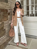  MQTIME  -  Retro Suede Female Jacket Chic Single Breasted Long Sleeve Lapel Loose Blazer Coat Women Eraly Autumn Street Lady Outerwear