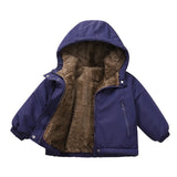 MQTIME  -   Winter Children Thickened Warm Jacket Boys Girls Fleece-lined Hooded Cotton Coat Soft Baby Sportswear Kids Outdoor School Outfit