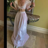 MQTIME  -  Summer Fashion Ruffled Crop Top + Midi Skirt Set French Fashion Loose Skirt Matching Set Elegant Vacation Casual Outfits