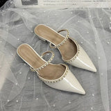 MQTIME  -  Luxury Rhinestone Designer High Heels Slippers Women Satin Pointed Tou Dress Shoes Summer New Fashion Slingback Sandals Women