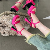 Mqtime Open Toe Women Sandals Thick High Heels Black Rose White Summer Platform Shoes Woman Wedding Party Pumps Sexy Sandals Slides
